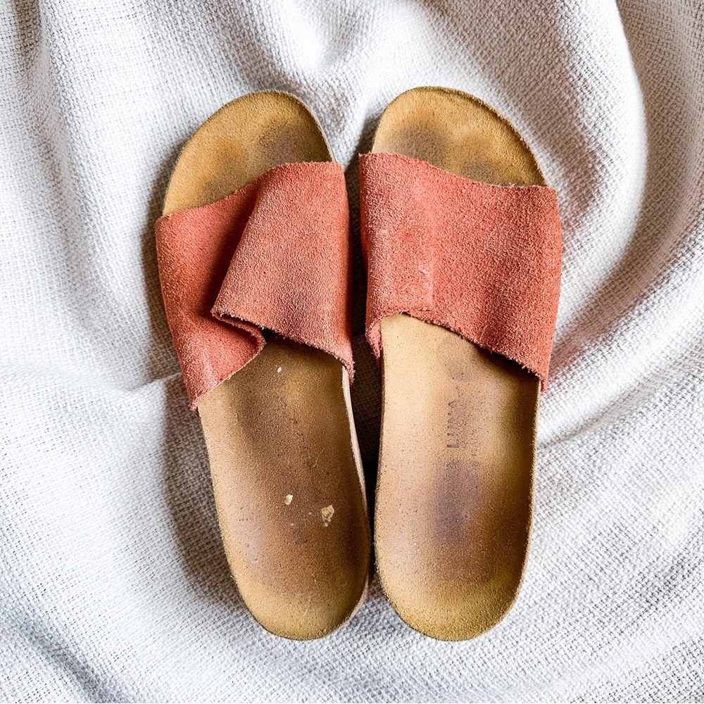 Italian Leather Heeled Slide Sandals